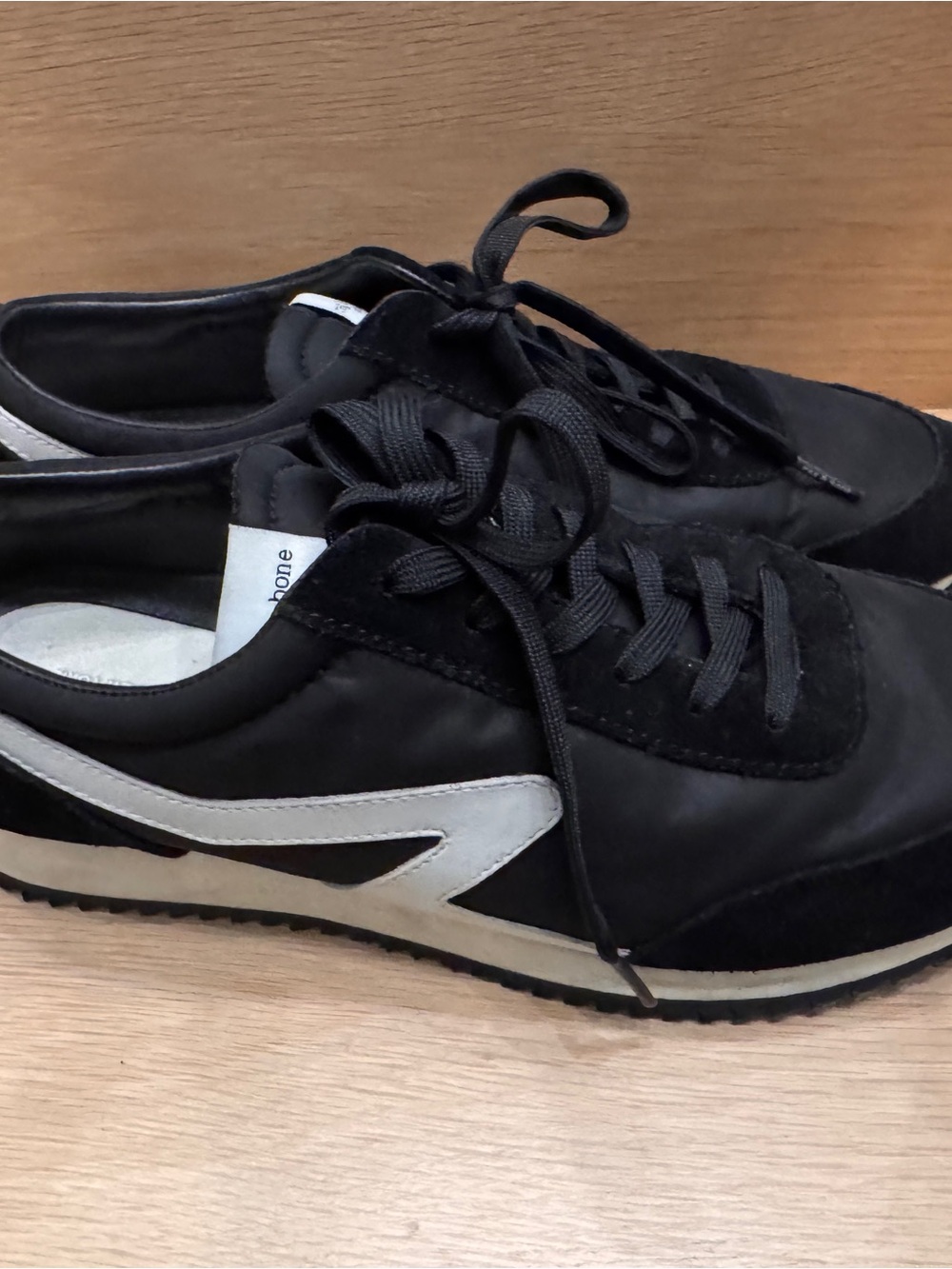 rag & bone Black and White Ribbed Platform Sneakers